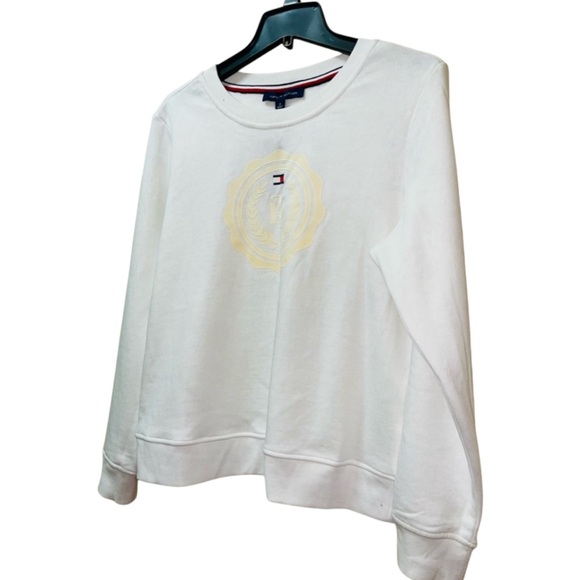 TOMMY HILFIGER PULLOVER GRAPHIC CREW NECK SWEATER REGULAR FIT WOMEN WHITE SIZE M - Picture 6 of 14